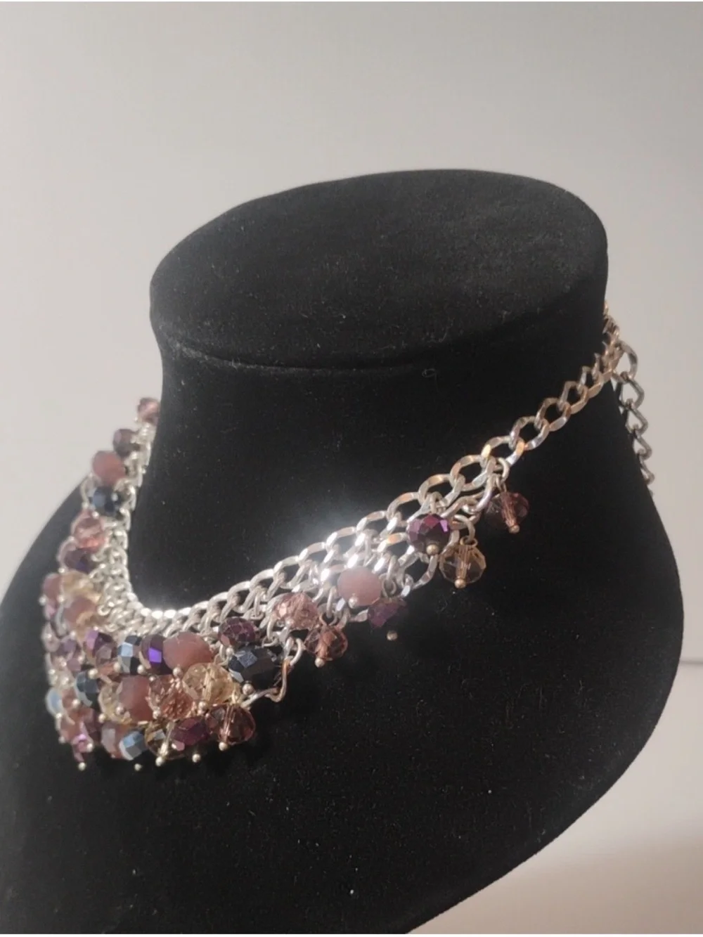 Statement Multistrand Necklace with Purple and Brown Beads